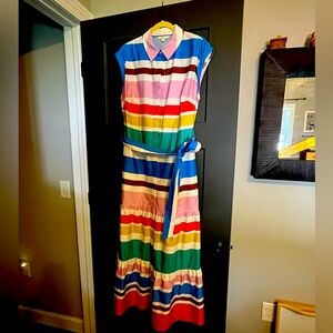Boden multi colored tiered button dress